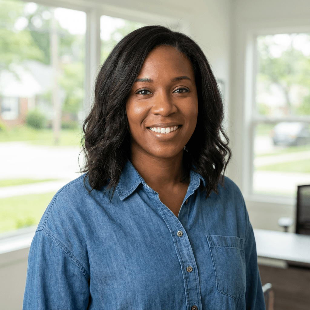 Dana Whitfield, owner-operator, next to her truck