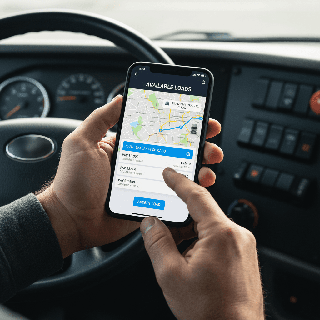Truck driver recording fuel purchase on mobile device